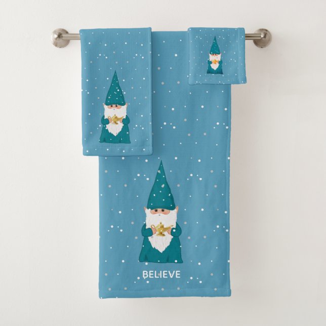 Conjunto De Toalhas Fada de Natal Fofo em Azul Safira (Insitu)