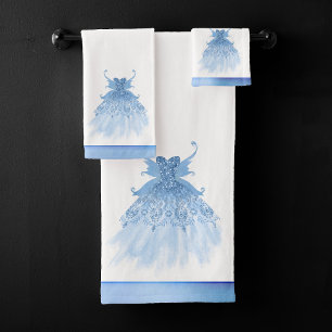 Conjunto De Toalhas Fada Wing Ice Gown   Sheen Iridescente Azul-Geado