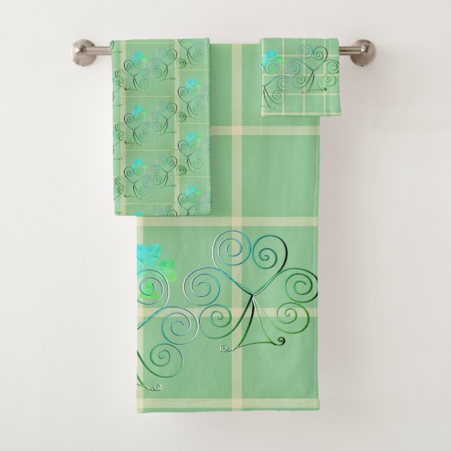 Conjunto De Toalhas Fairy Misty Green Shamrocks (Insitu)