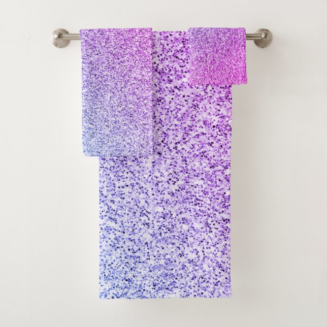 Conjunto De Toalhas Faíscas de brilho azul-lavanda púrpura (Insitu)