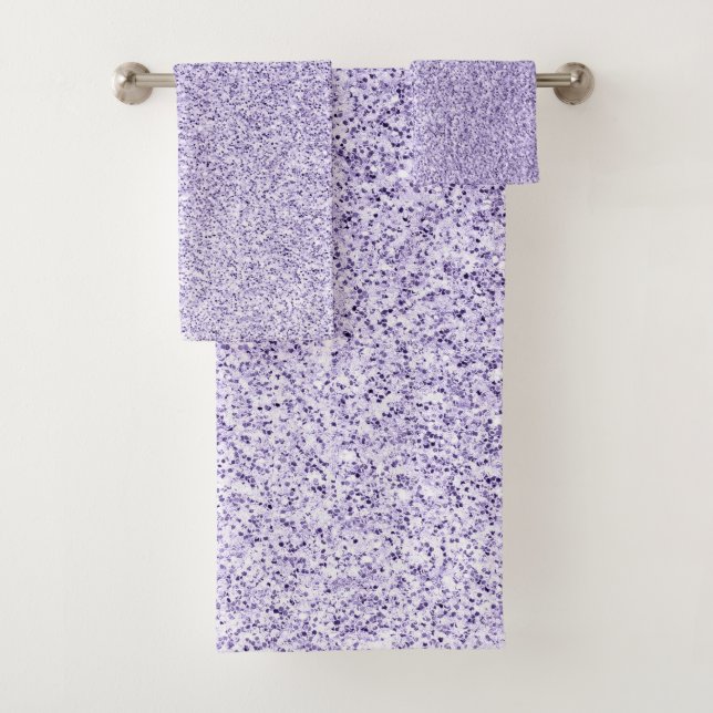 Conjunto De Toalhas Faíscas violetas de brilho roxo com lavanda violet (Insitu)
