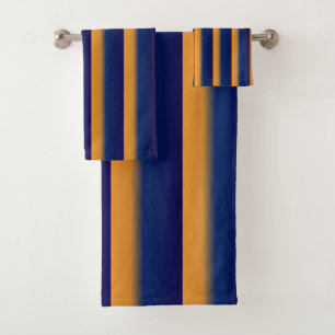 Conjunto De Toalhas Faixa Azul e Laranja