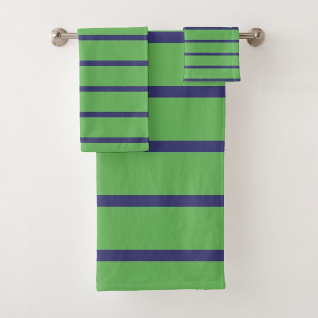 Conjunto De Toalhas Faixa Azul e Verde (Insitu)