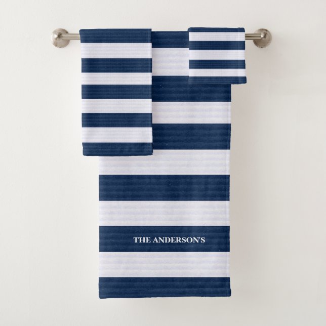 Conjunto De Toalhas Faixa azul simples (Insitu)