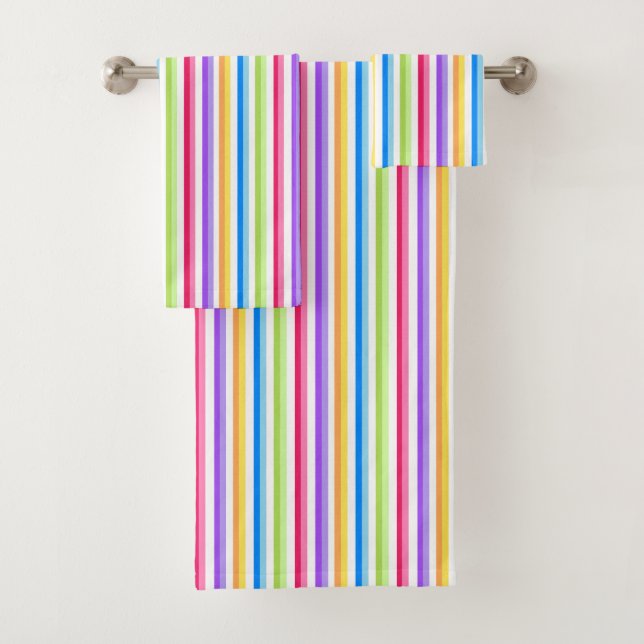 Conjunto De Toalhas Faixa Colorida Brilhante (Insitu)