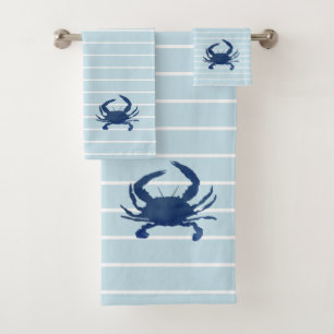 Conjunto De Toalhas Faixa de pintura de caranguejo azul