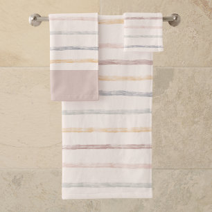 Conjunto De Toalhas Faixa Neutra Mineral Moderna de Cores de Água