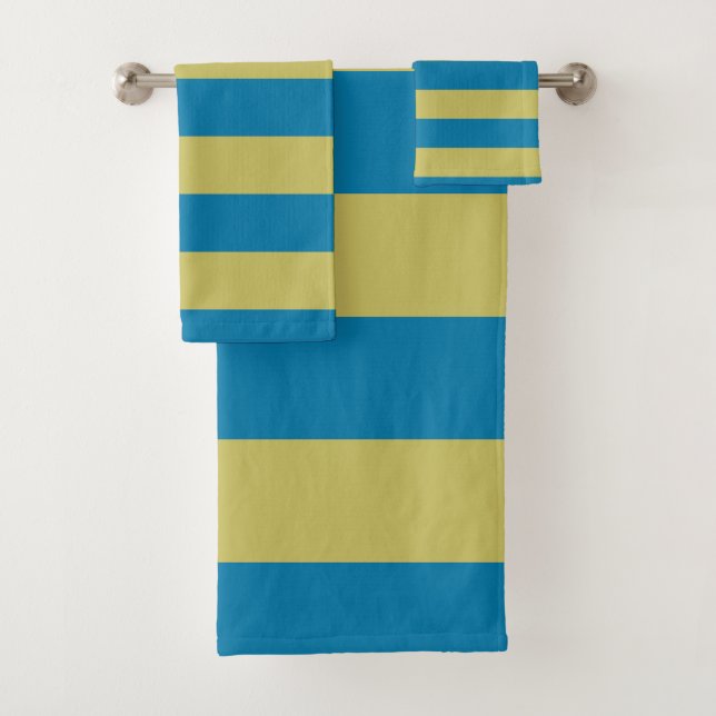 Conjunto De Toalhas faixas amarelas e azuis (Insitu)