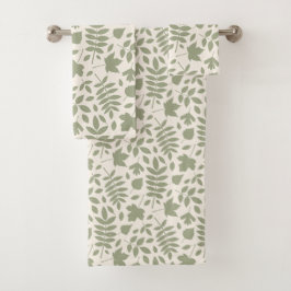 Conjunto De Toalhas Fallen deixa o padrão verde em Creme