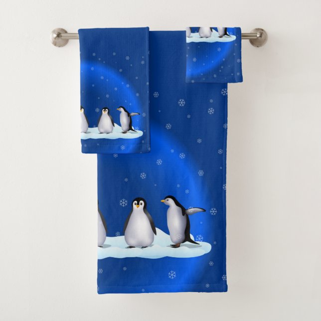 Conjunto De Toalhas Família Penguin (Insitu)