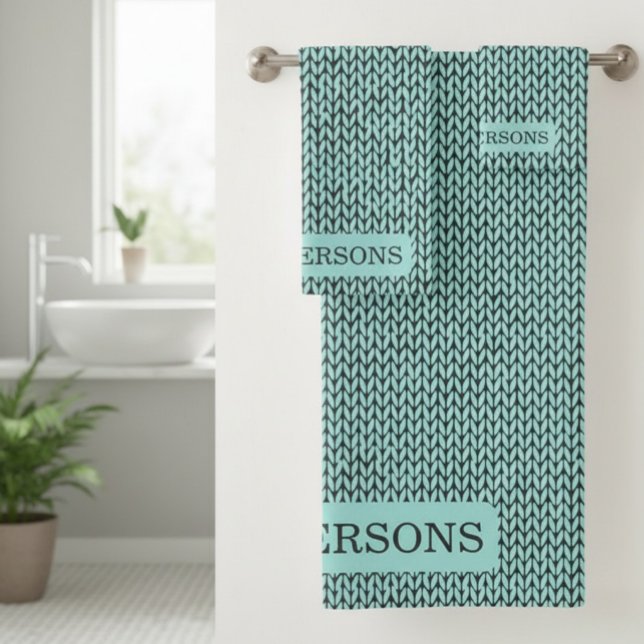 Conjunto De Toalhas Family Personalized Knit Pattern Towel Set (Criador carregado)