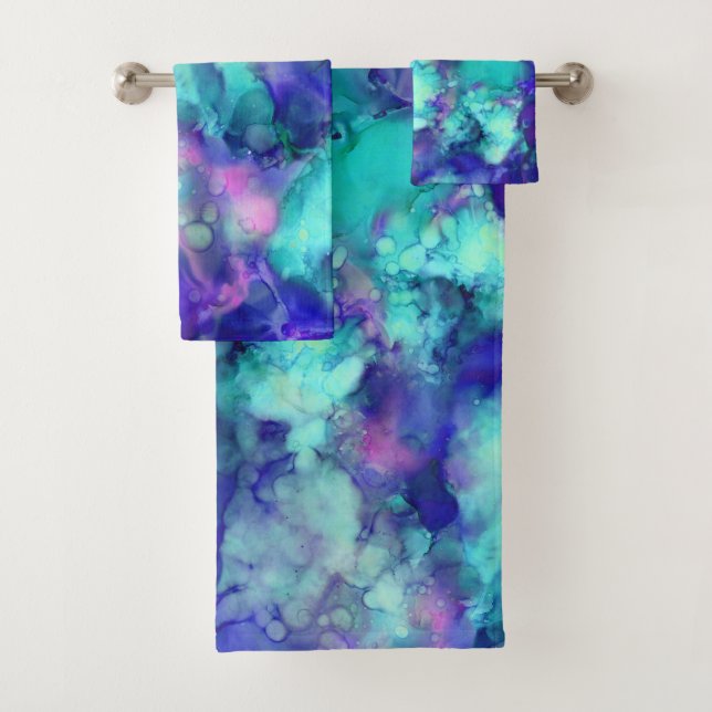 Conjunto De Toalhas fantasia azul aquarelas : (Insitu)