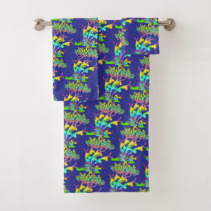 Conjunto De Toalhas Fantasia Floral Azul