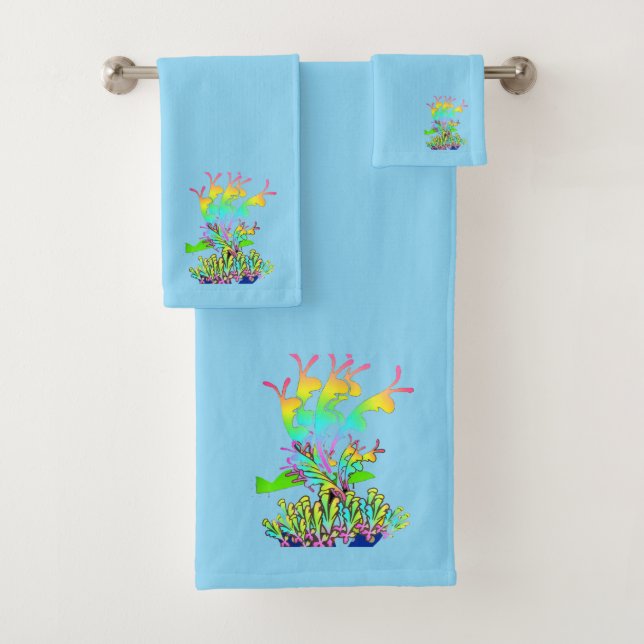 Conjunto De Toalhas Fantasia Floral Azul Claro  (Insitu)