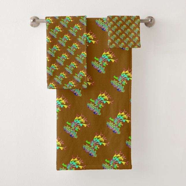 Conjunto De Toalhas Fantasia Floral Marrom   (Insitu)