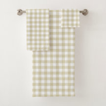 Farmhouse Beige and White Gingham Xadrez