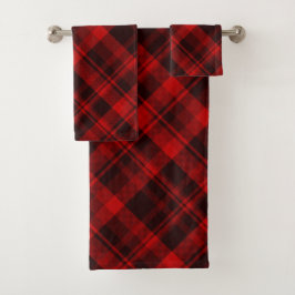 Conjunto De Toalhas Farmhouse Russo Red Black Xadrez Farmhouse Tartan