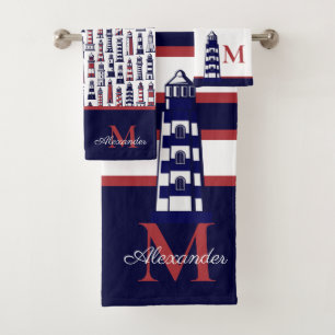 Conjunto De Toalhas Farol Marinho Vermelho Branco Vermelho Azul Flecha