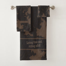 Conjunto De Toalhas Faux Cow Impressão Black and Brown