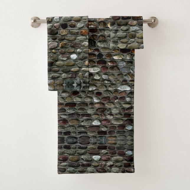 Conjunto De Toalhas Faux Rock Mosaic Pattern (Insitu)