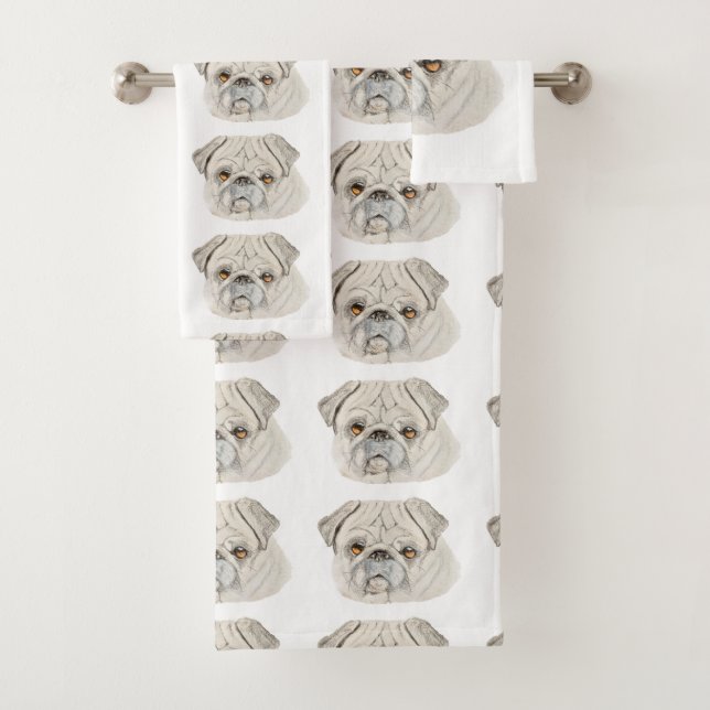 Conjunto De Toalhas Fawn Pug  (Insitu)