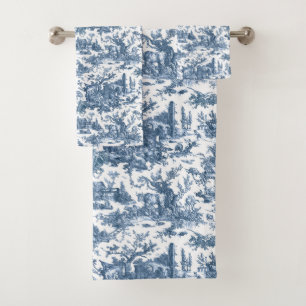 Conjunto De Toalhas Fazenda russa da Vintage - Azul e branco francês
