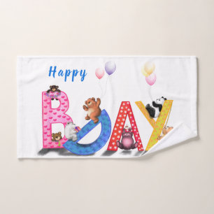 Conjunto De Toalhas Feliz Aniversário - Festa de Ursos Bebês Divers