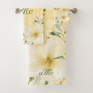 Conjunto De Toalhas Feliz bumbum abelhas casal de mel amarelo monogram
