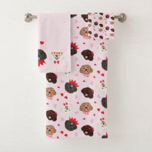 Conjunto De Toalhas Feliz Dia dos Namorados Maltipoo Cães