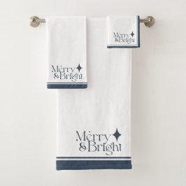 Conjunto De Toalhas Feliz e Brilho elegantes | Azul de Natal