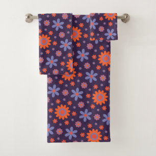 Conjunto De Toalhas Feliz Flores Retro Cute 70s Hippie Daisy Pattern