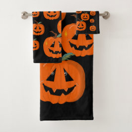 Conjunto De Toalhas Feliz Halloween Jack O Lanterna Arte Ilustrativa