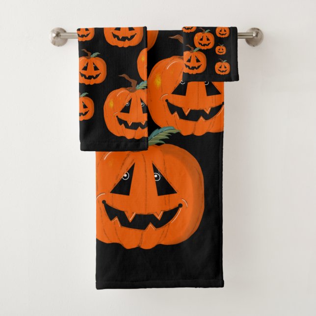 Conjunto De Toalhas Feliz Halloween Jack O Lanterna Arte Ilustrativa (Insitu)