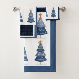 Conjunto De Toalhas feliz Natal azul