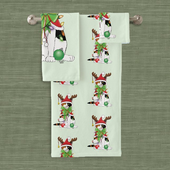 Conjunto De Toalhas Feliz Natal Calico Cat (Criador carregado)