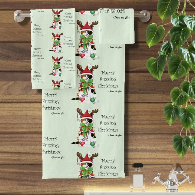 Conjunto De Toalhas Feliz Natal Calico Cat (Criador carregado)