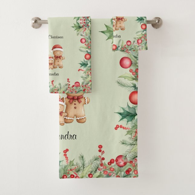 Conjunto De Toalhas Feliz Natal da Família Cookie Gingercake (Insitu)