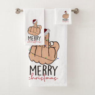 Conjunto De Toalhas Feliz Natal Dando o Dedo