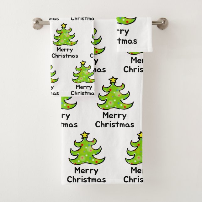 Conjunto De Toalhas Feliz Natal Design de Árvore Caprichosa (Insitu)