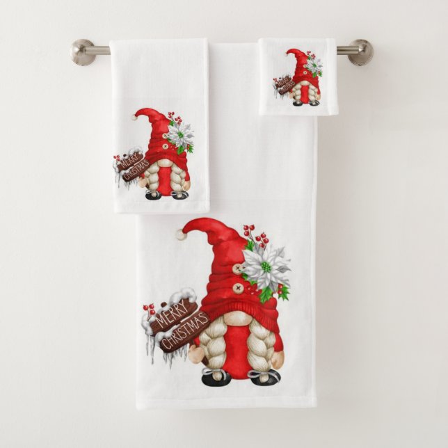 Conjunto De Toalhas Feliz Natal Gnomos (Insitu)