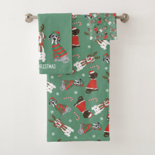 Conjunto De Toalhas Feliz Natal - Grande Dane Dogs