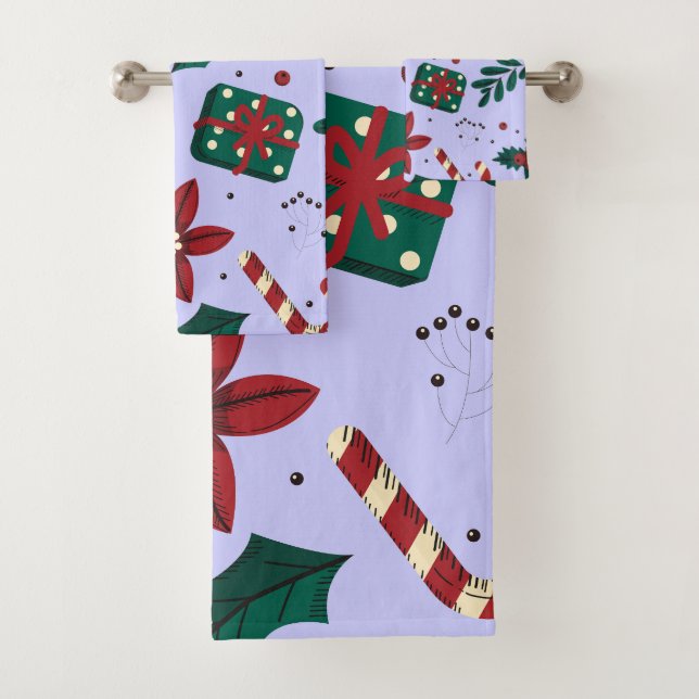 Conjunto De Toalhas Feliz Natal - Padrão de Abstrato (Insitu)