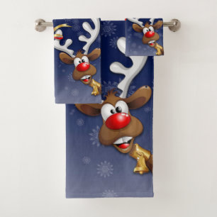 Conjunto De Toalhas Feliz Natal Papais noeis e Reindeer