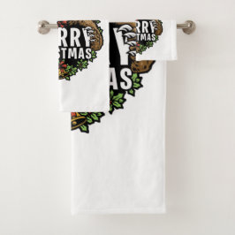 Conjunto De Toalhas Feliz Natal Urso Pardo