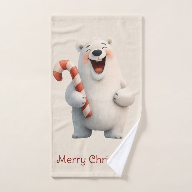 Conjunto De Toalhas Feliz Natal Urso Polar Fofo Design (Toalha de mão)