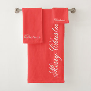 Conjunto De Toalhas Feliz Natal Vermelho