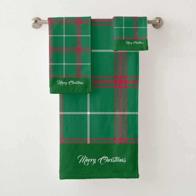 Conjunto De Toalhas Feliz Natal Xadrez Verde (Insitu)