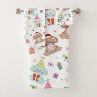Conjunto De Toalhas Feliz Padrão de Natal do Koala Bear