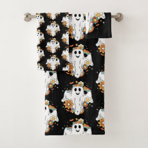 Conjunto De Toalhas Feliz Padrão Fantasma Retro Hippie Vibe