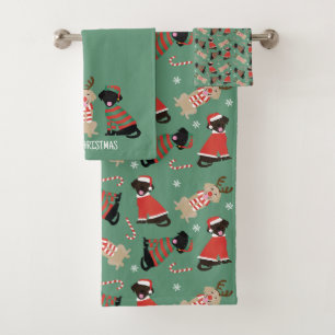 Conjunto De Toalhas Feliz Pawlidays Labrador Retriever Cães